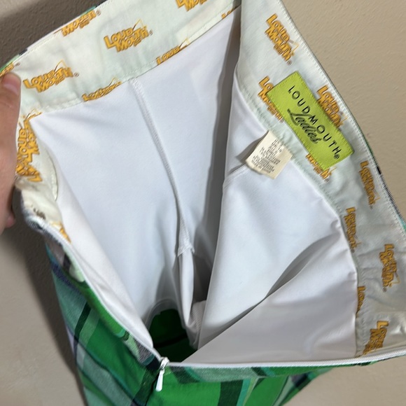 EUC Loudmouth Ladies Golf bright green white plaid sports skort sz 2 ctn stretch - Picture 7 of 9